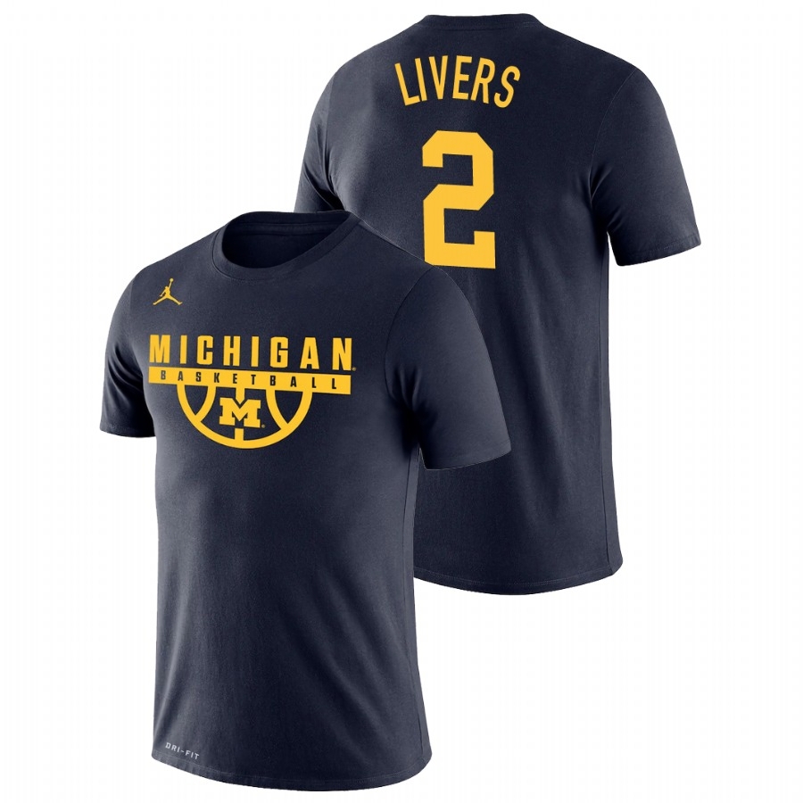 Michigan Wolverines Men's NCAA Isaiah Livers #2 Navy Drop Legend College Basketball T-Shirt HPH7349IZ